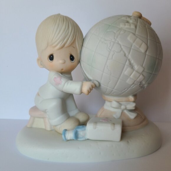 Precious Moments Jesus is the Answer Boy Globe Collectible Porcelain Figurine - Picture 4 of 12